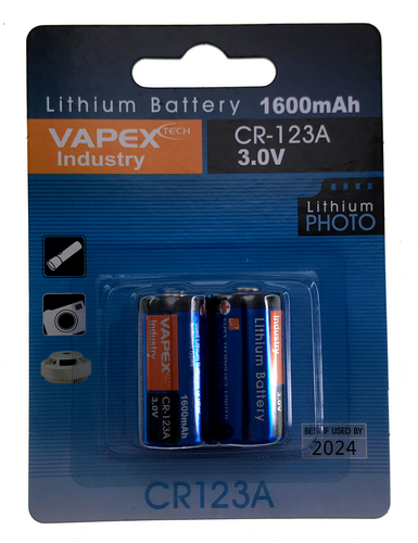 CR123A 3V 1600mAh Lithium Camera Non Rechargeable Battery VapexTech pack of 2
