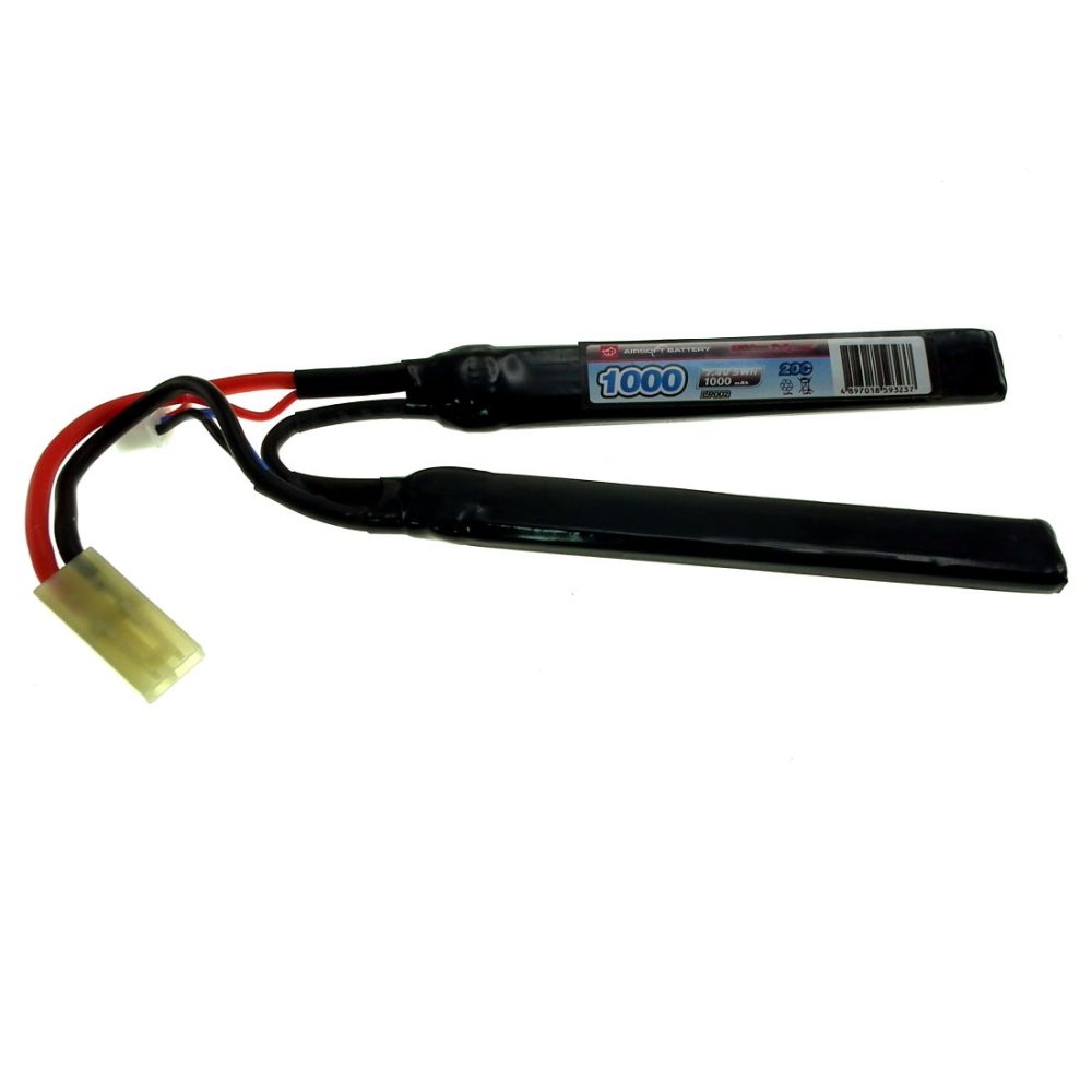 LIPO - 7.4V 1000mAh 20C/40C LiPO Airsoft Cranestock Battery Vapex Tamiya