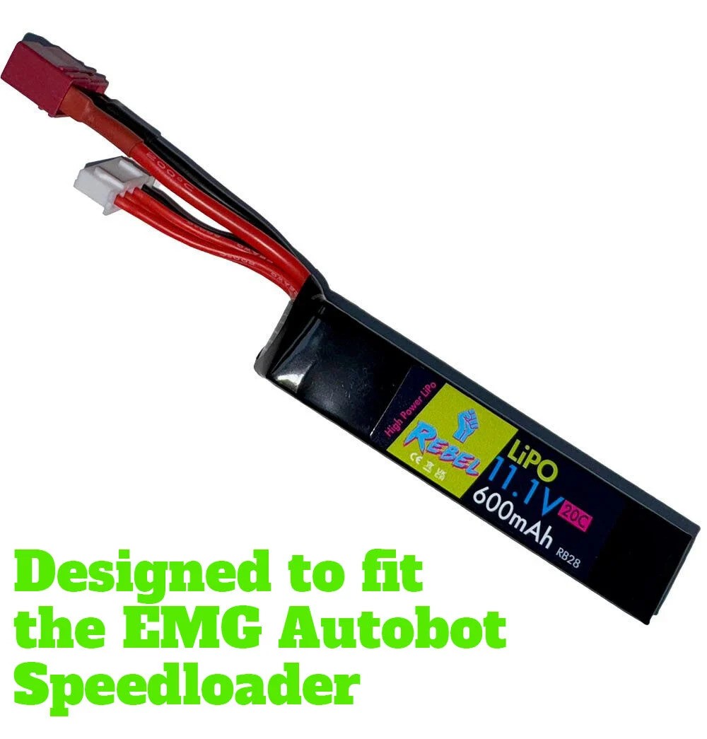 Rebel Battery - 600mAh Lipo 11.1V (PDW) - Deans (fits the EMG Autobot)