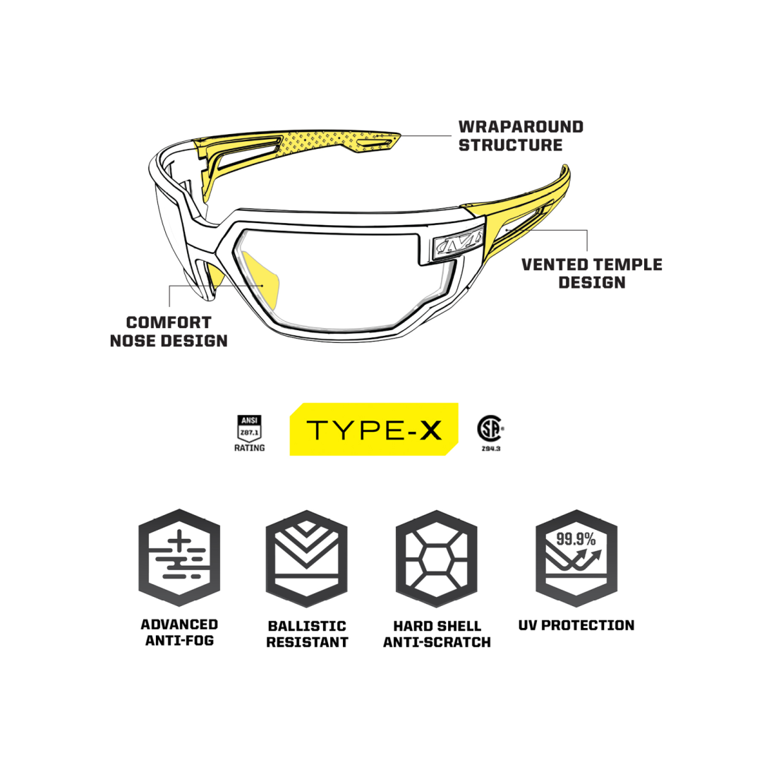 Mechanix Wear Type-X Tactical Eyewear  Black Frame/Clear Lens - Image 7